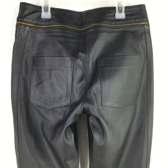 Lilly Sarti Lambskin Leather Moto Pants Size 40 Black Gold Designer Brazil - Picture 8 of 11